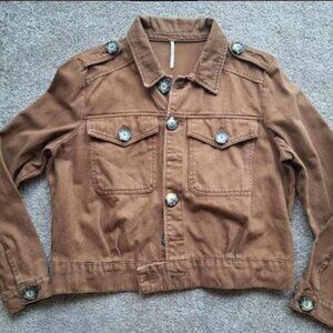 Free People Slouchy Eisenhower Denim Jacket  Size S  Terracotta